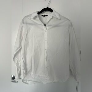 Massimo Dutti White Button Down Shirt Medium Classic Cotton Office Blouse